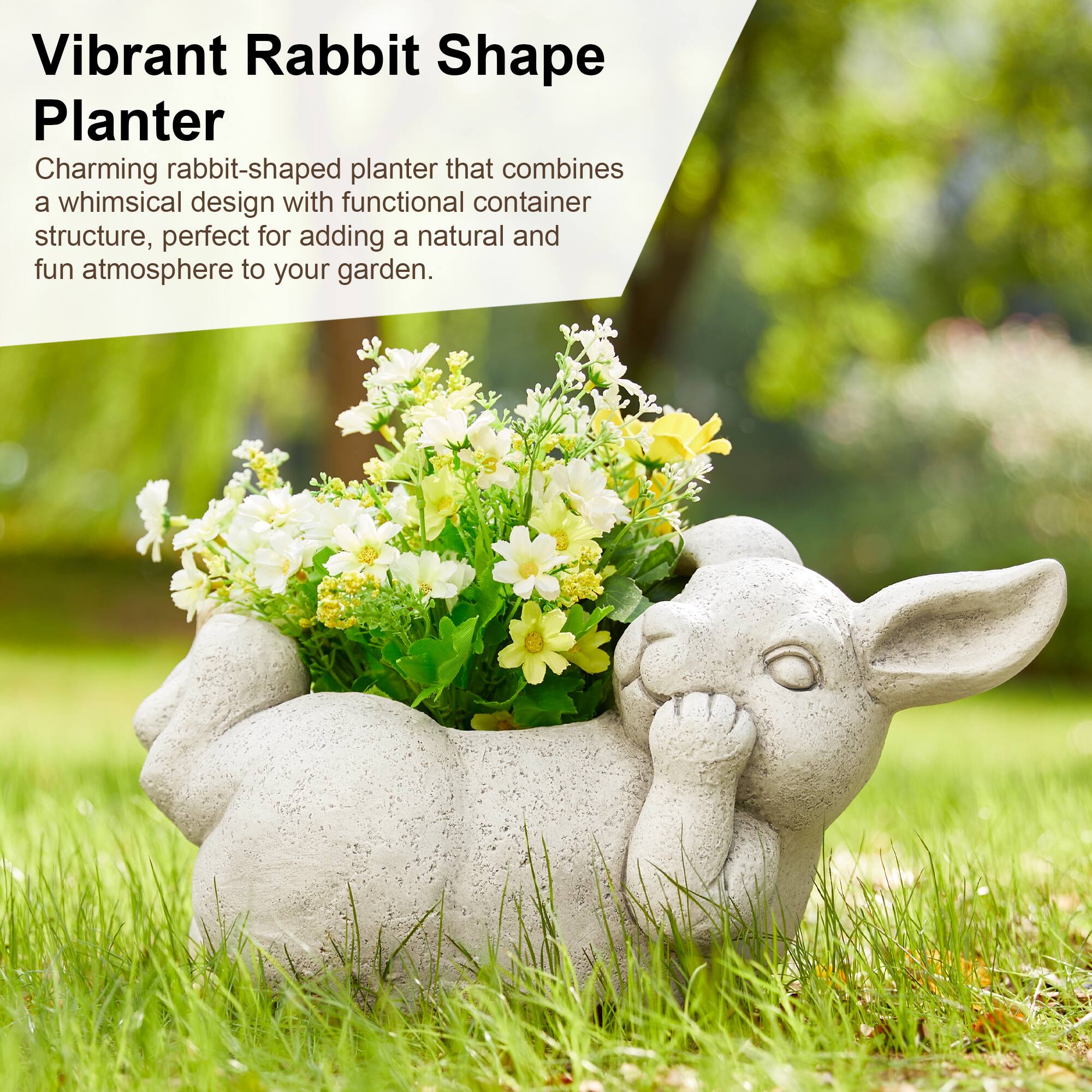 Glitzhome® 14.25" Rabbit Statue Planter